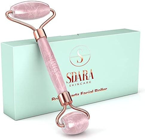Amazon.com: Sdara Rose Quartz Roller - Natural Stone Jade Roller Massager Tool for Wrinkles and E... | Amazon (US)