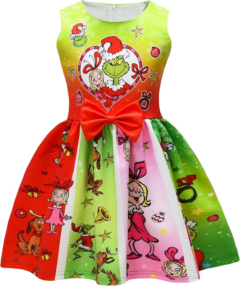 Cute Christmas Outfit for Little Girls - Sleeveless Princess Holiday Party Dress 3-10 Years | Amazon (US)