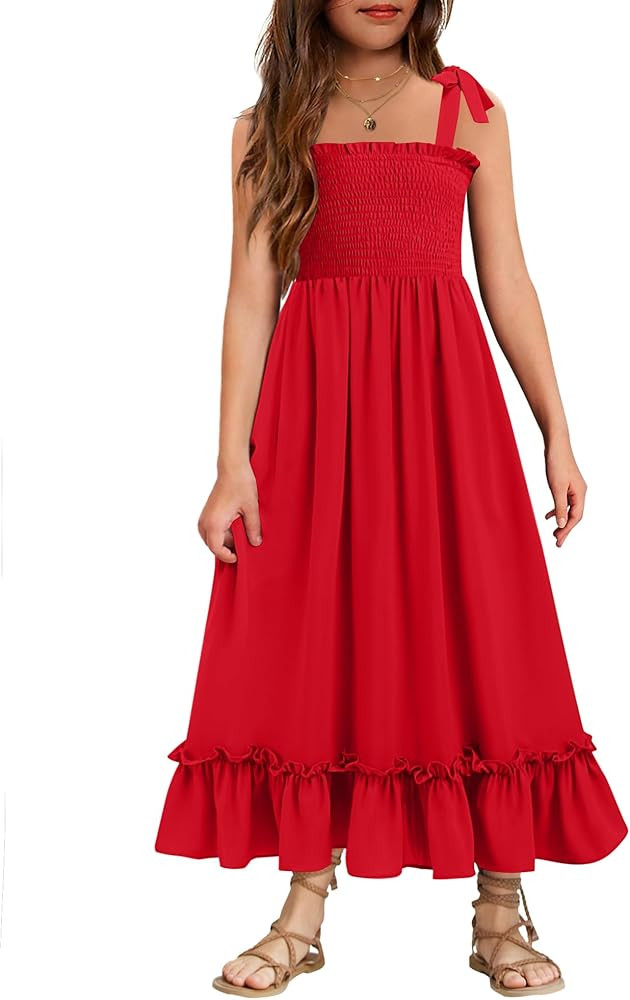 Arshiner Girls Summer Dress Boho Beach Casual Smocked Maxi Dresses 6-13 Years | Amazon (US)