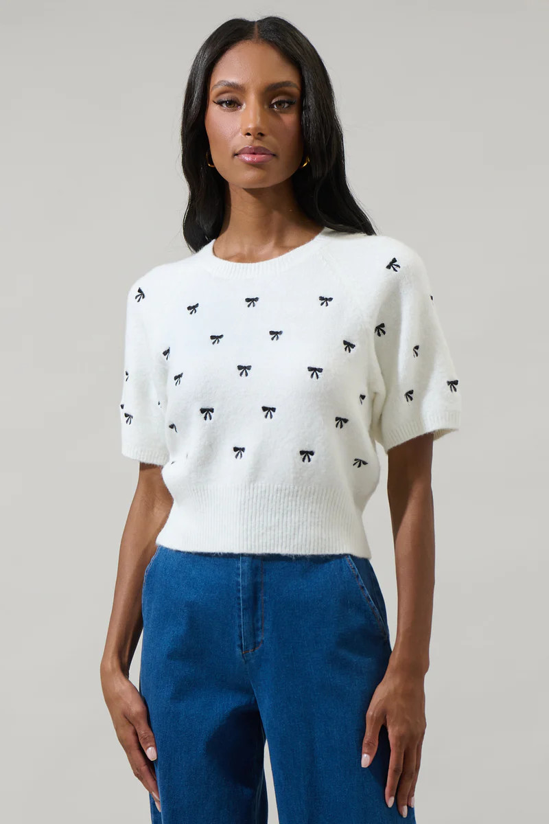 Winder Bow Cropped Sweater | Sugarlips