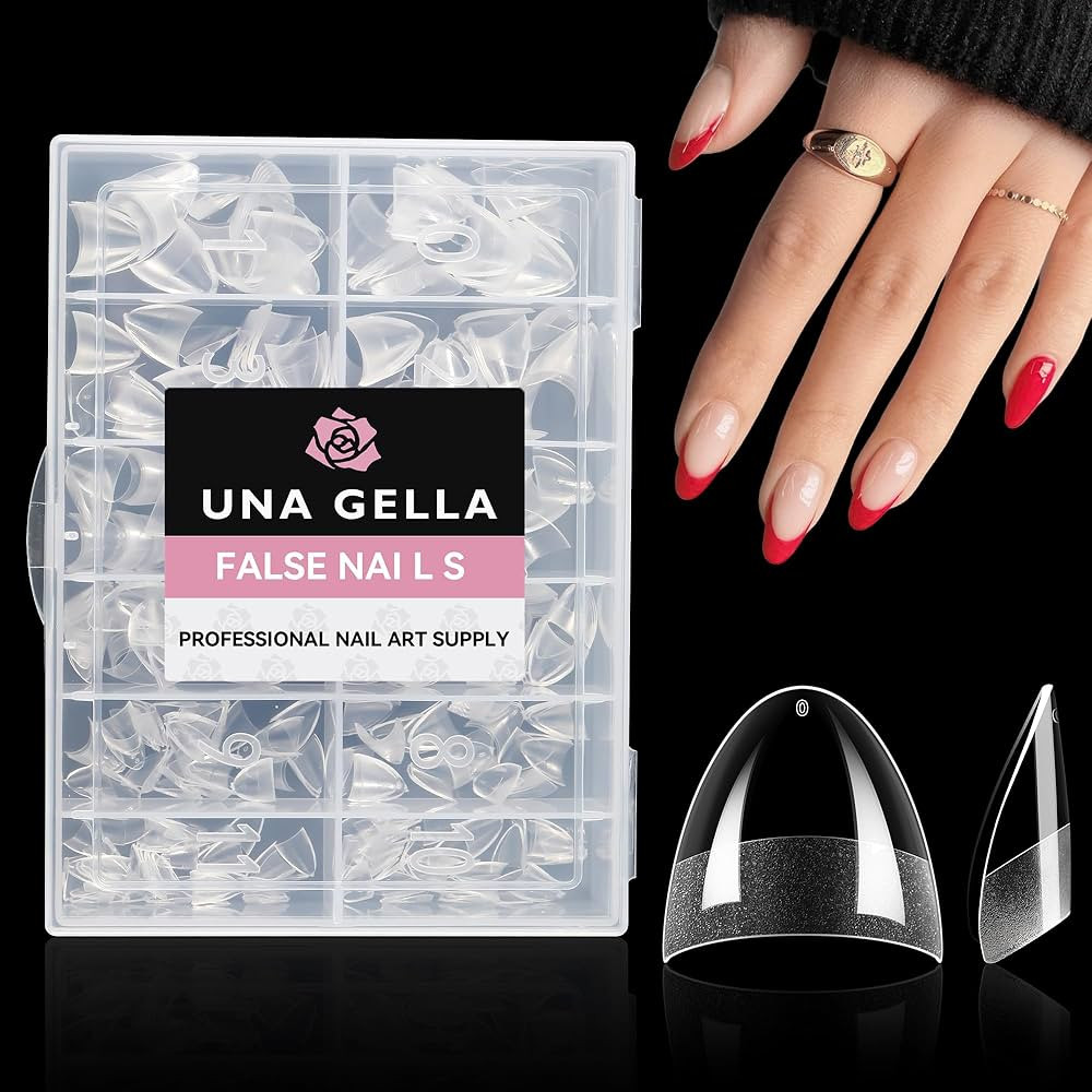 UNA GELLA Short Almond Gel x Nail Tips Half Cover 504PCS Extra Short Fake Nail Tips Almond Shape ... | Amazon (US)