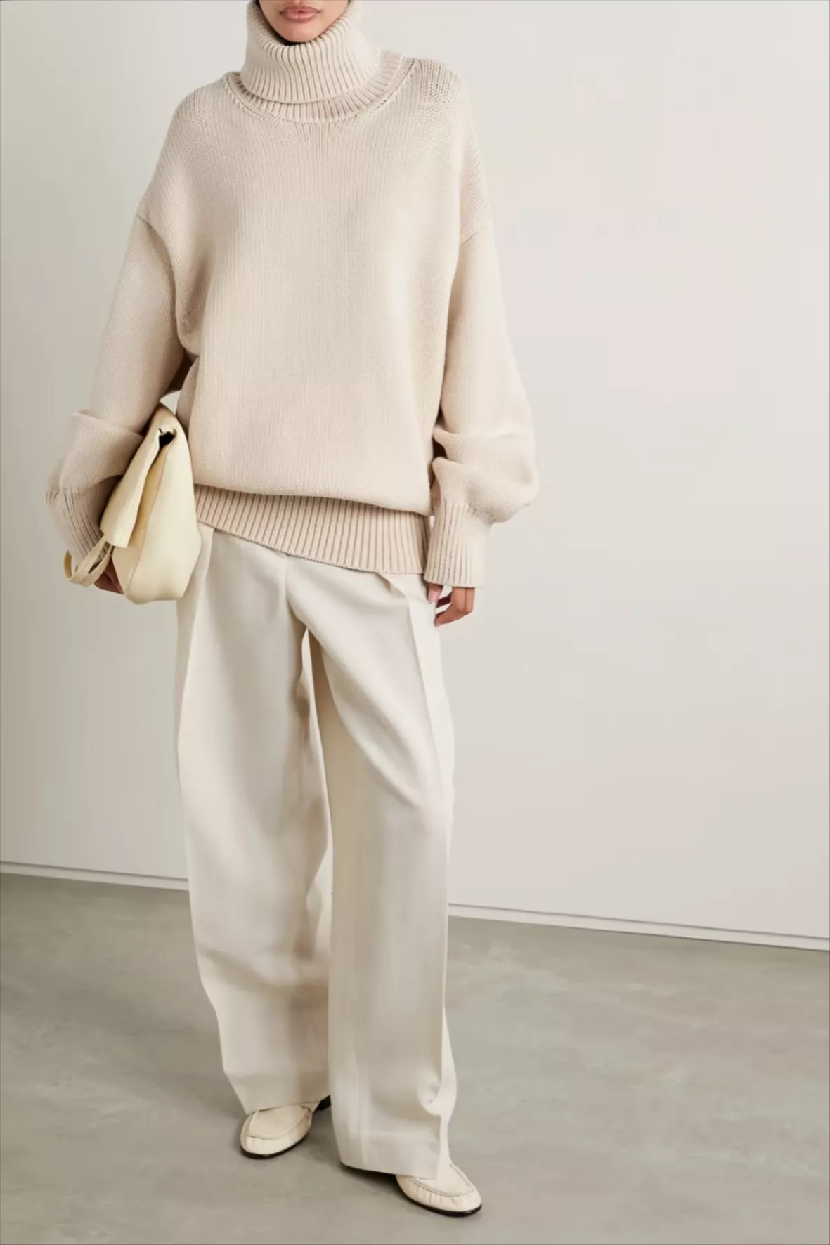 Beige Ribbed cashmere wide-leg … curated on LTK