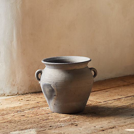 Fired Black Terracotta Planter, Amphora | Terrain