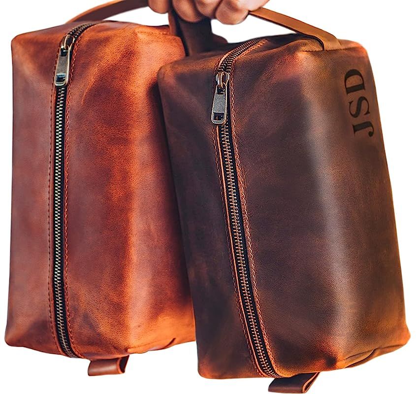 Personalized Leather Dopp Kit For Men – Unique Anniversary Gift, Groomsmen Gift, Boyfriend & Fa... | Amazon (US)