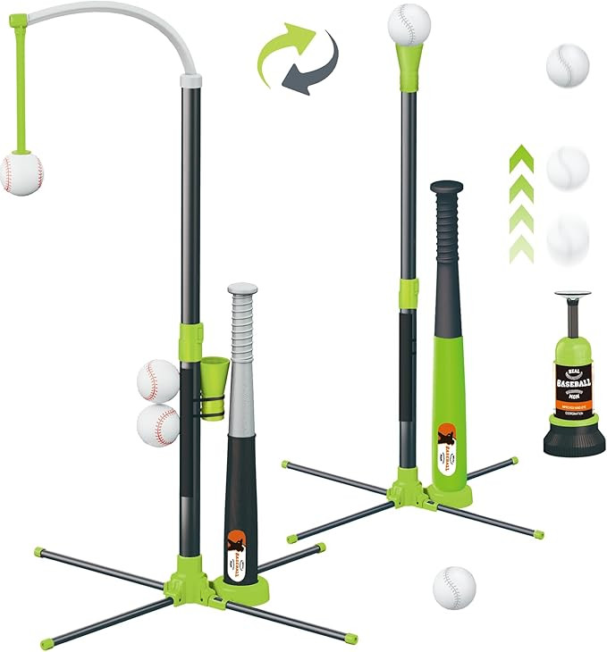 3-in-1 T Ball Set for Kids, Adjustable Height Hanging Baseball Batting Tee Set with 2 Bats, Teeba... | Amazon (US)