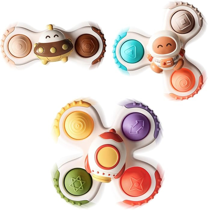 Amazon.com: ALASOU 3PCS Pop Suction Cup Spinner Toys for 1 Year Old Boy Girl|Novelty Spinning Top... | Amazon (US)