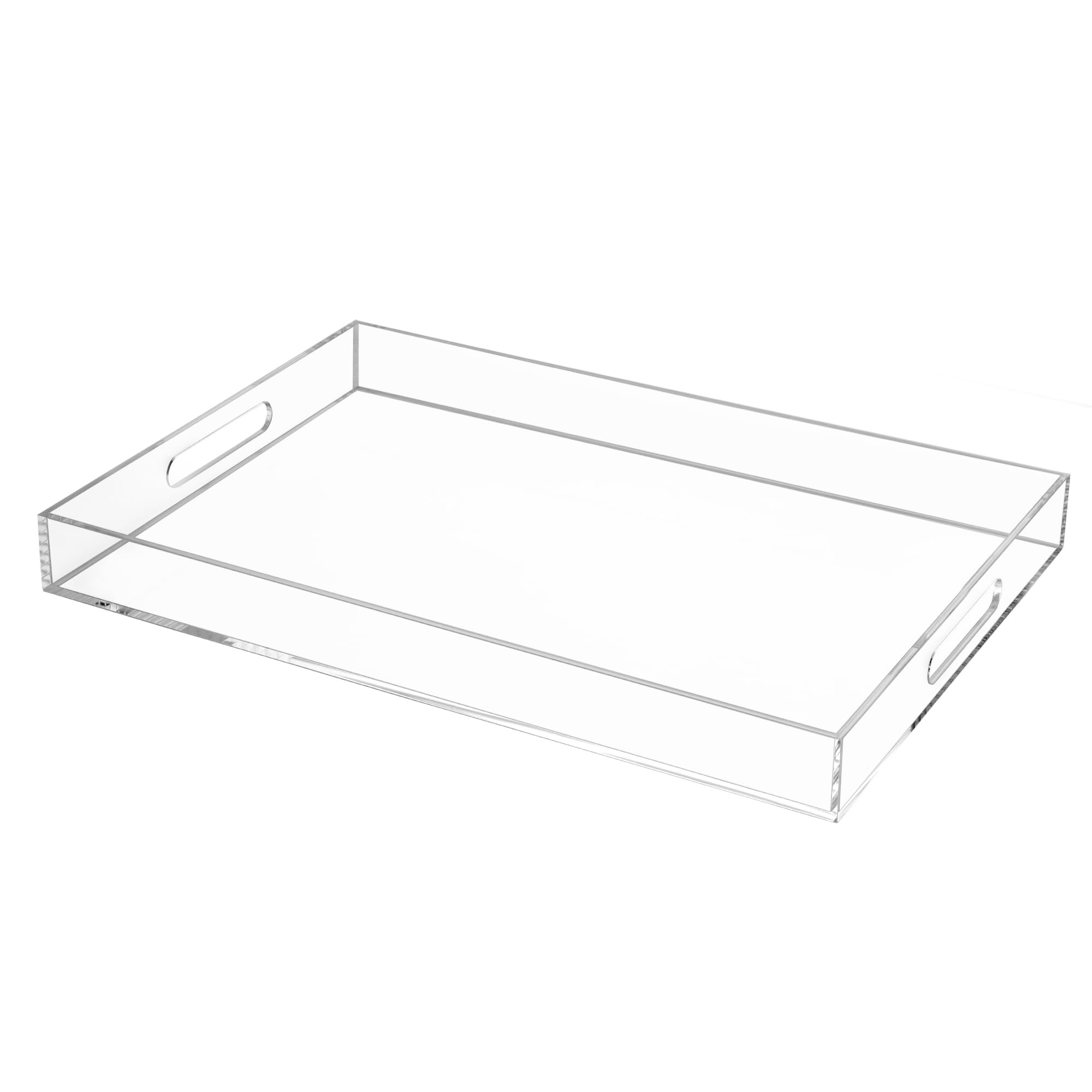 Clear Rectangular 14x20 Inches Acrylic Ottoman Tray Decorative Serving Tray with Cutout Handles O... | Amazon (US)