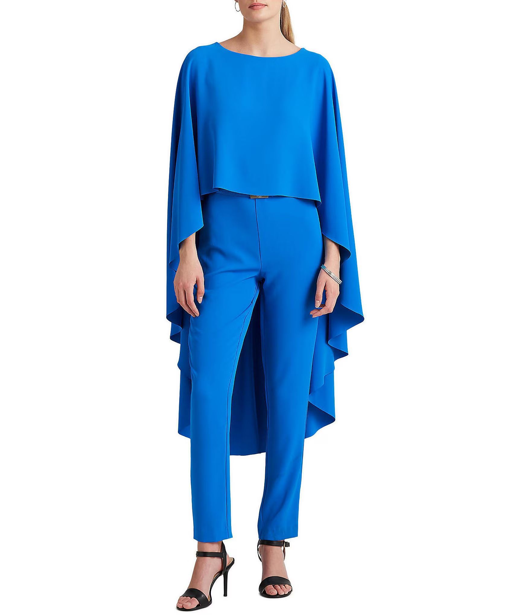 Cape Back Boat Neck Long Drape Sleeve Popover Jumpsuit | Dillard's