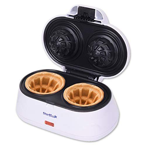 Double Waffle Bowl Maker by StarBlue - White - Make bowl shapes Belgian waffles in minutes | Best fo | Amazon (US)