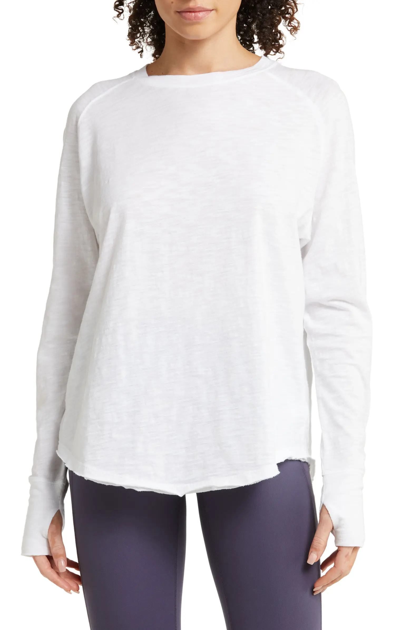 Zella Relaxed Washed Long Sleeve Slub Tee | Nordstrom | Nordstrom