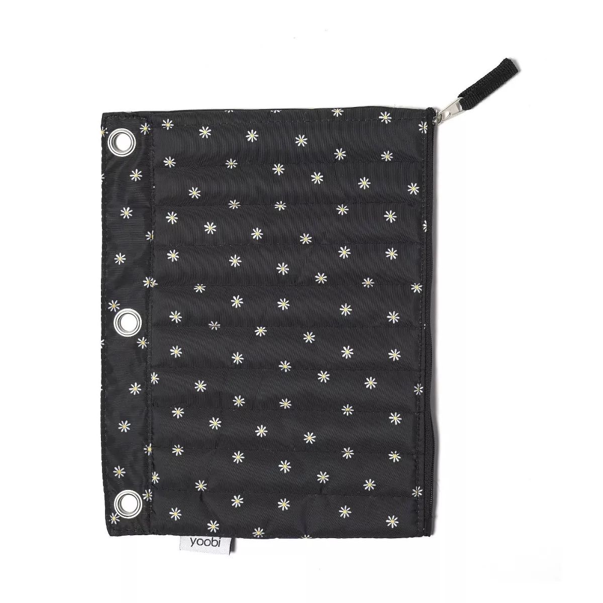 Yoobi Single Zip Binder Pencil Case Puffy Black Daisies | Target