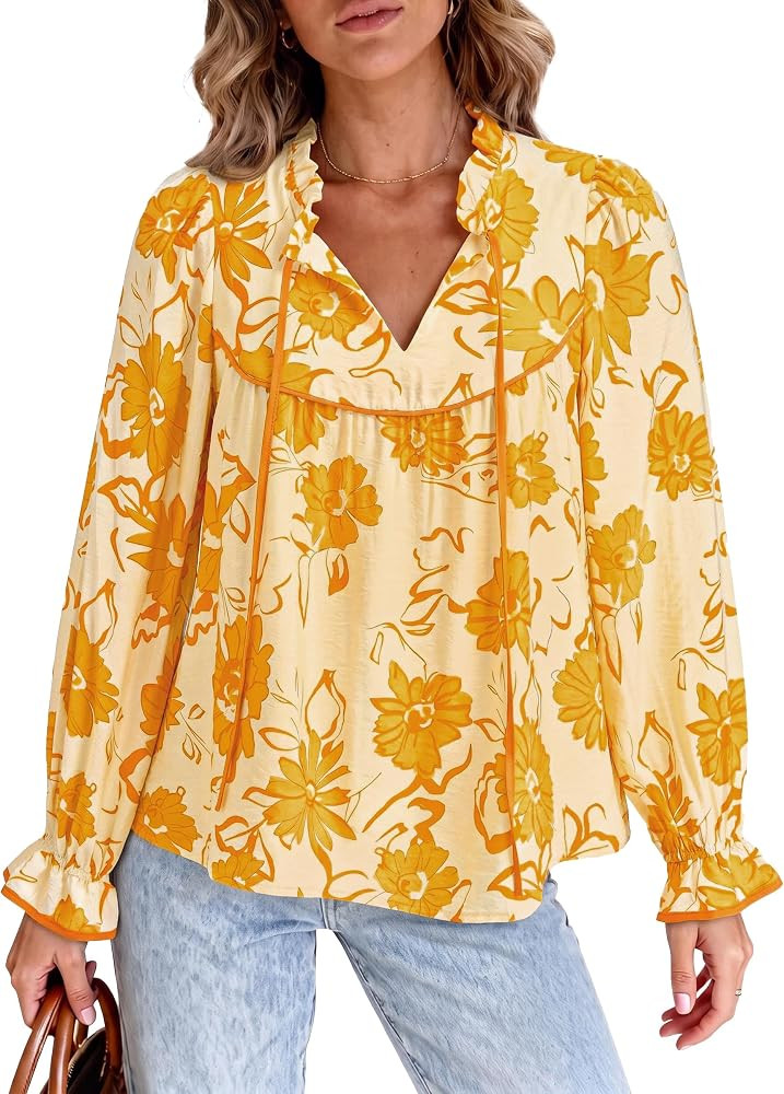 PRETTYGARDEN Women Boho Floral Babydoll Tunic Top | Amazon (US)