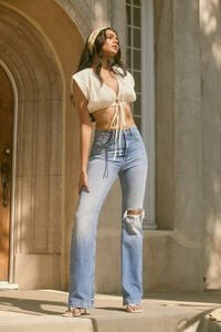 Hemp 4% Distressed Flare Jeans | Forever 21 (US)