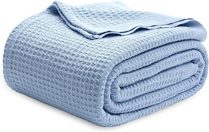 Bedsure 100% Cotton Blanket King Size for Bed - Breathable and Soft, Waffle Weave Blanket for Sum... | Amazon (US)