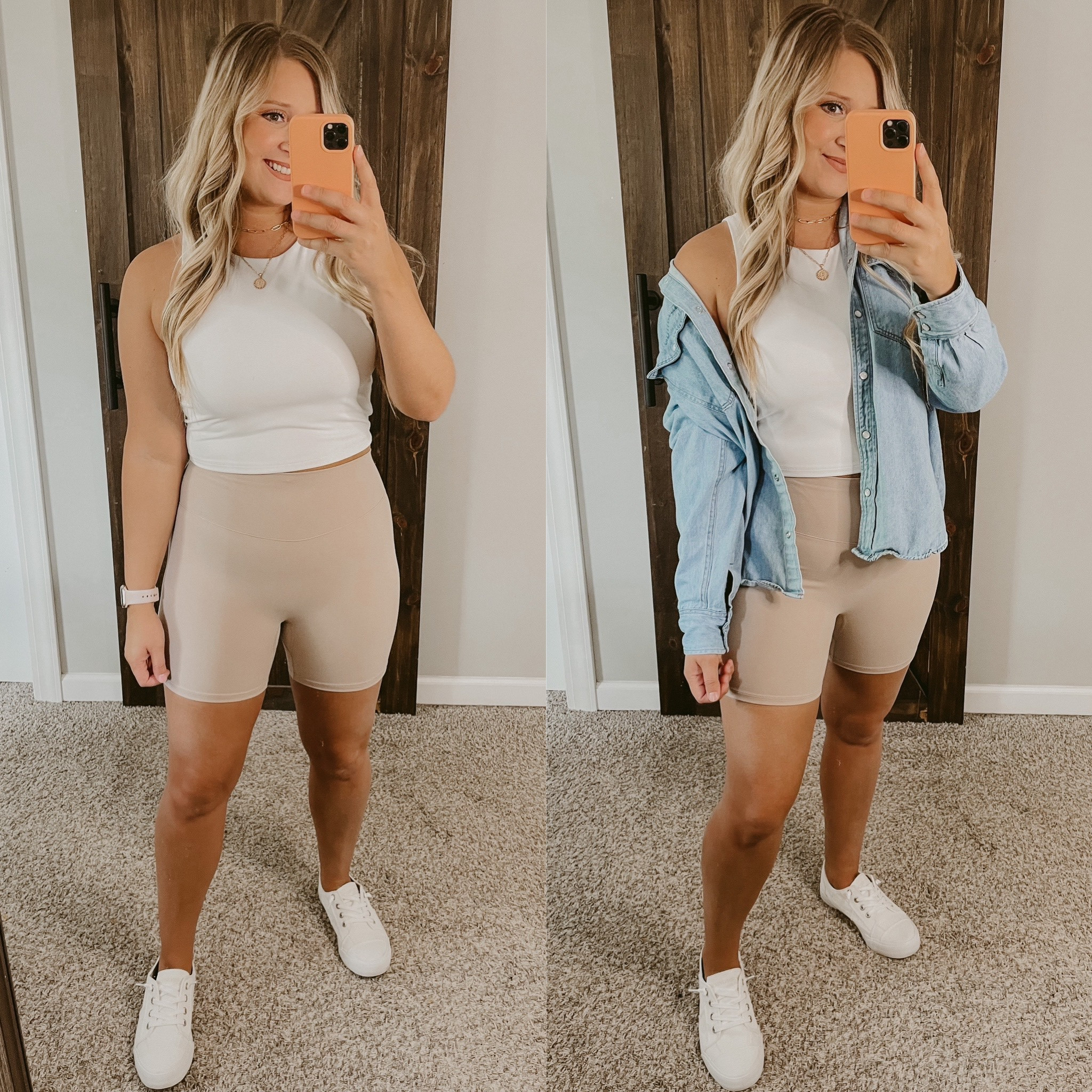 Running Errands // Airport Outfit Inspo 

Tank: large
Biker Shorts: medium 
Linked similar button down shirt 
Shoes: sized up half a size 

Errands Outfit | Travel Outfit | Biker Shorts Outfit | Biker Shorts Style | Lululemon Look Alike Biker Shorts | Casual Outfit | Spring Outfit | Button Down Shirt | Neutral Outfit | Beige Shorts | White Canvas Shoes | Gold Necklace 

#LTKstyletip #LTKtravel #LTKunder50