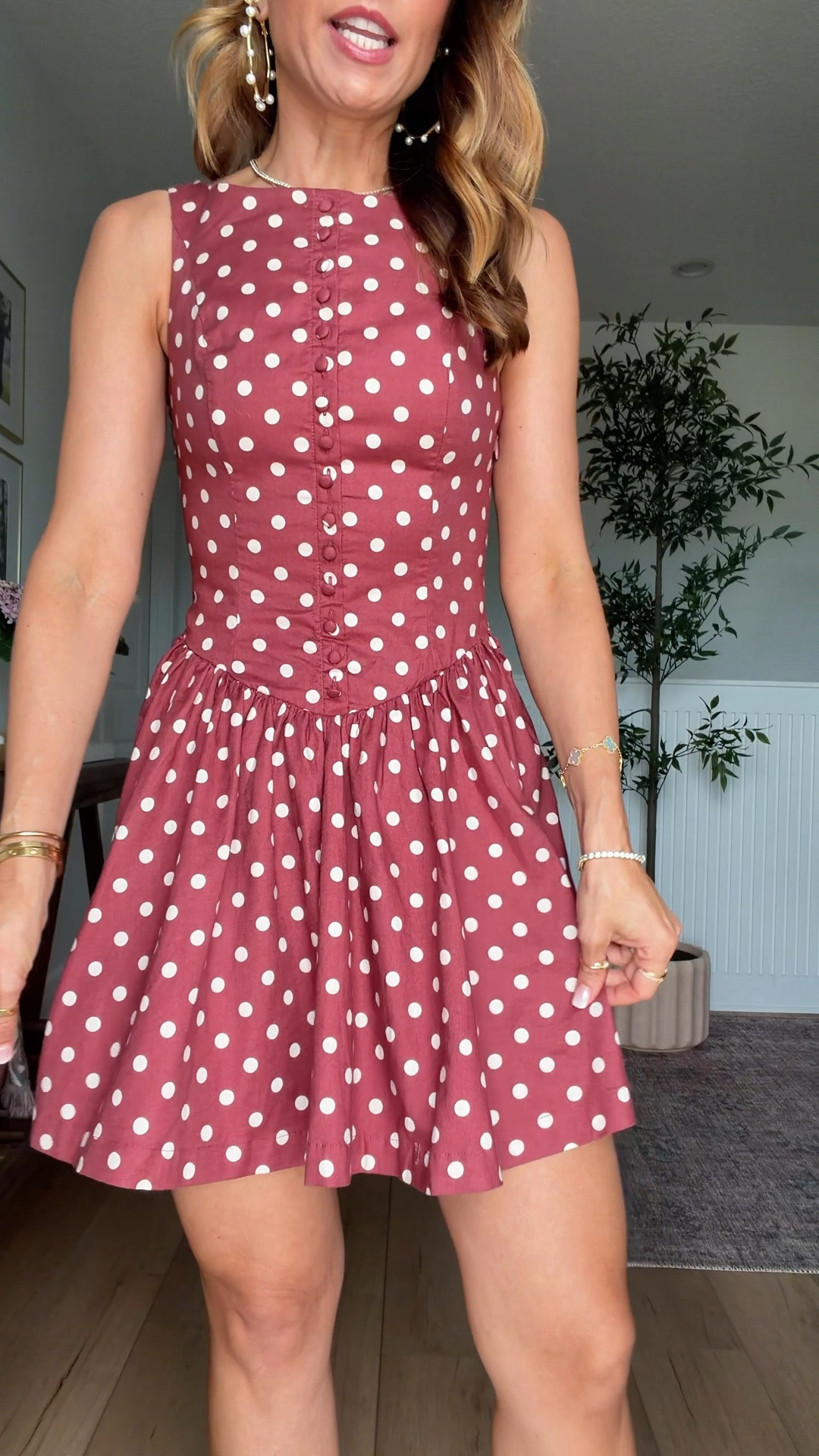 Code DENIMAF! I love this polka dot dress for summer and fall! Wearing XXS regular for a little extra length. Pair it with a cute cardigan and boots for cooler temperatures. Would be great for a concert. Summer outfit. Fall outfit. Summer dress. Fall dress. I went up half a size in slide sandals.

#LTKgrwm #LTKPetite #LTKootd