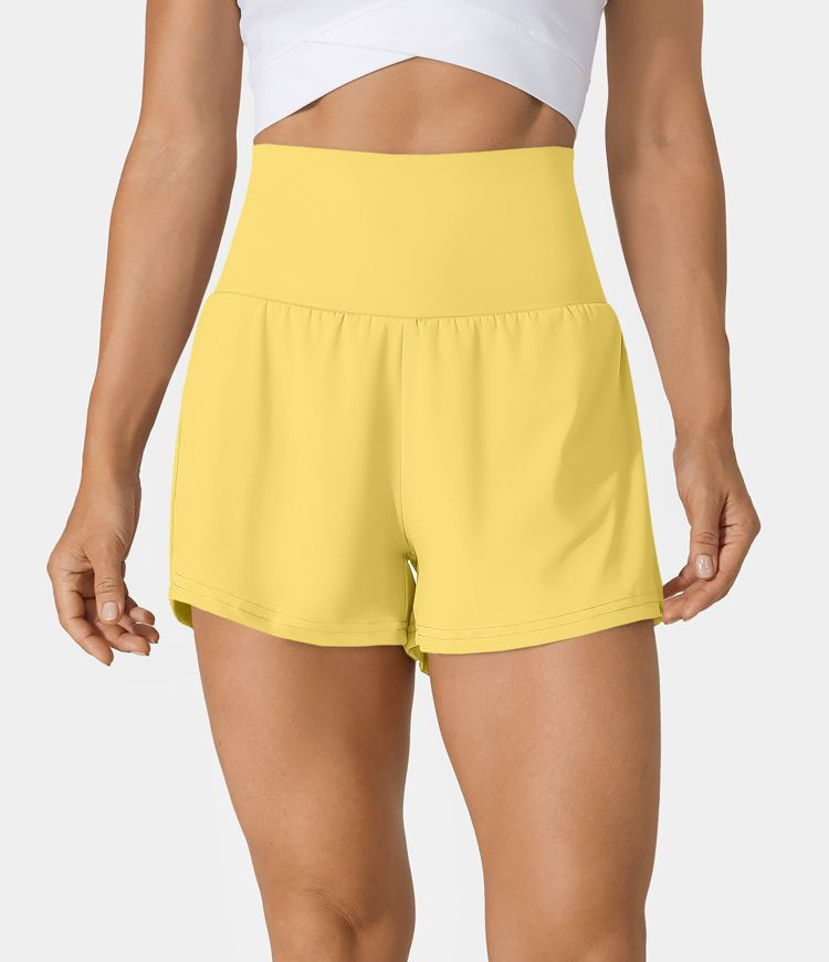 Women’s Super High Waisted Back Pocket & Side Hidden Pocket 2-in-1 Yoga Shorts 2.5" - Halara | HALARA