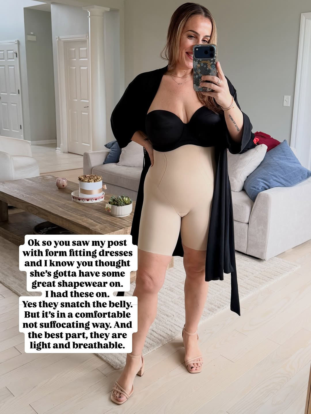 Wearing a size medium. 
Also, I know this robe is a splurge, but the quality and feel is unreal. 

#shapewear #weddingguestdress #eventdress #affordableshapewear
#organiccottonrobe 

 #LTKOver40 #LTKMidsize #LTKWedding