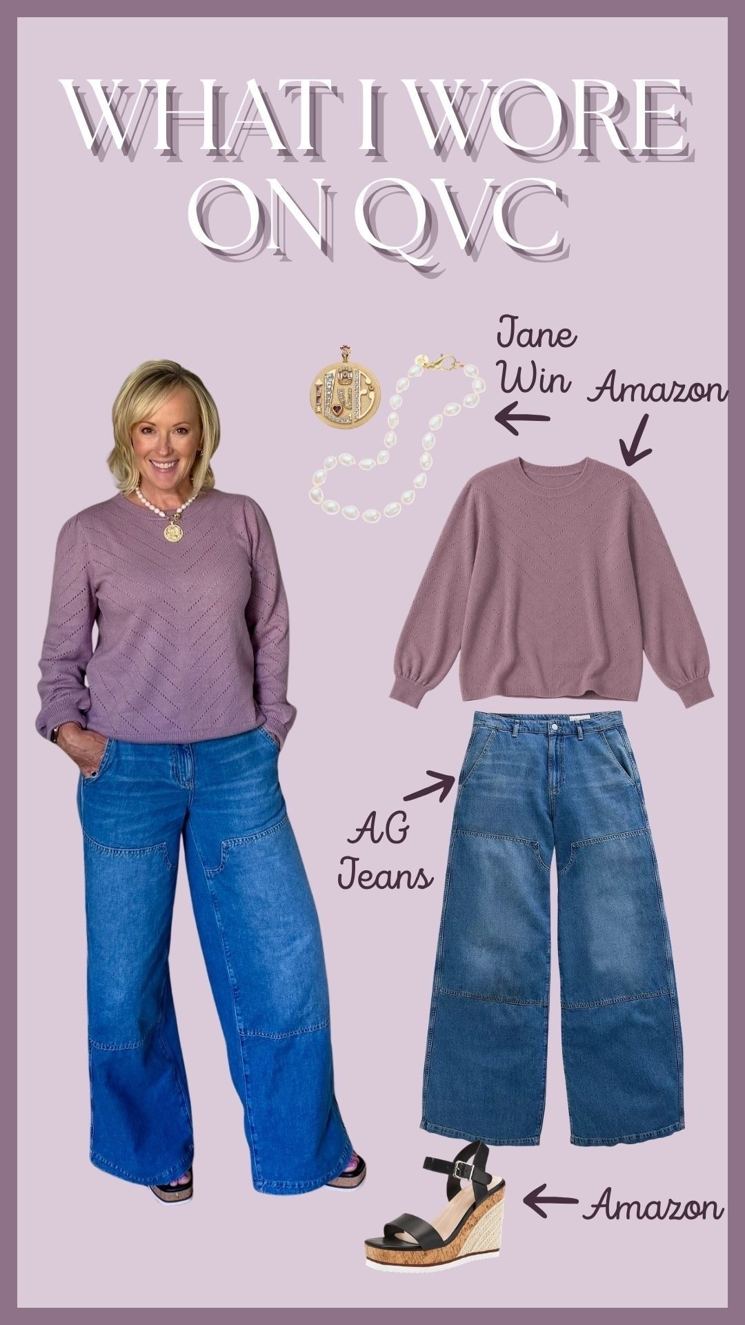Shop the look I wore on QVC today! This transitional outfit can be worn now and into fall by swapping in a statement flat or fun bootie! The Amazon sweater is currently on sale and it comes in so many pretty colors to choose from! 💜

#LTKootd #LTKPetite #LTKSeasonal