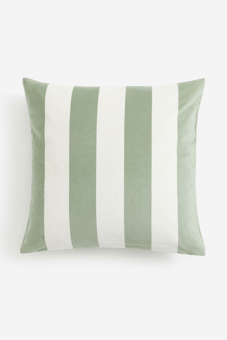 Velvet Cushion Cover - Light khaki green/striped - Home All | H&M US | H&M (US + CA)