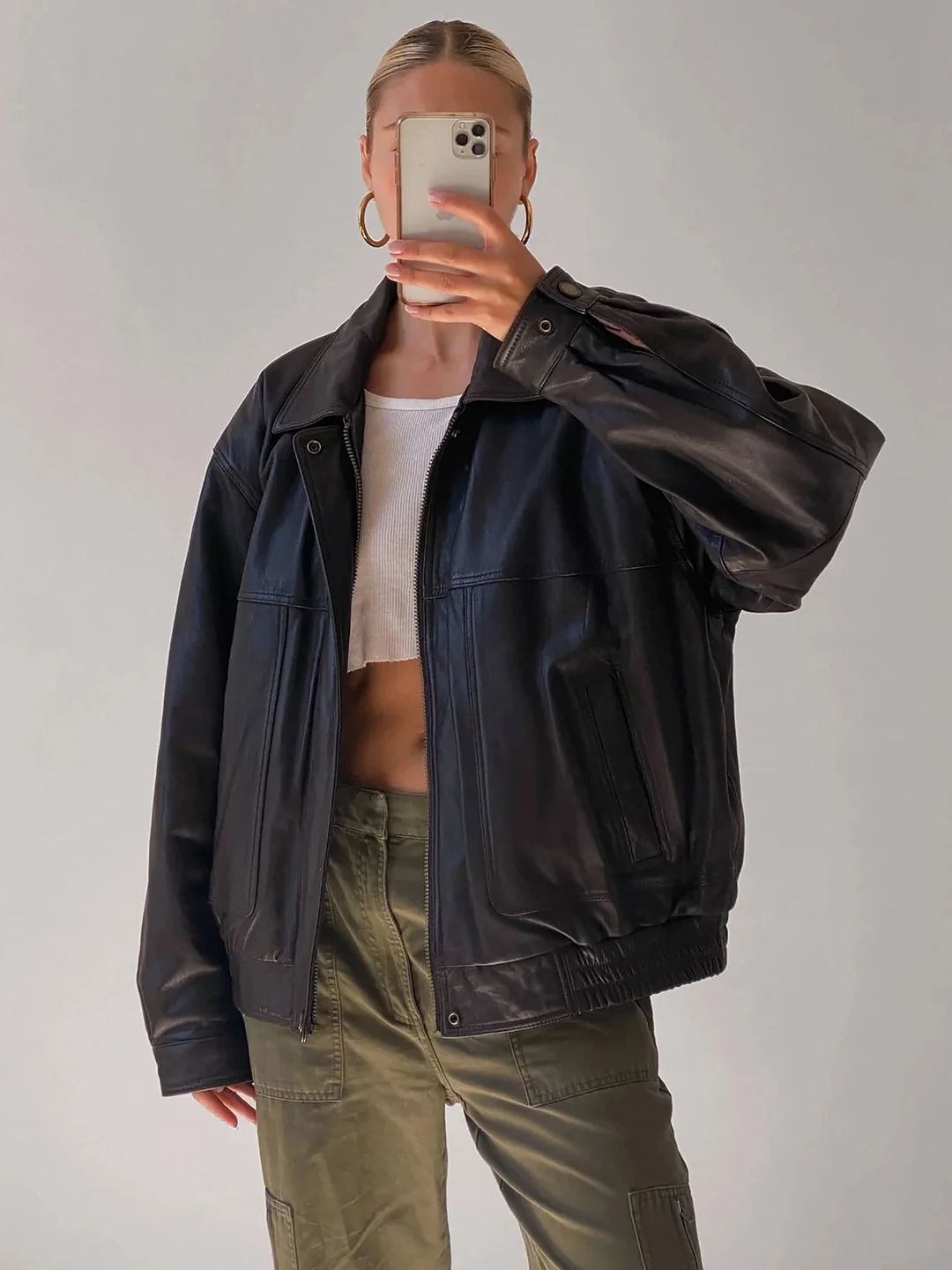 Women,s 70s and 90s oversize style bomber jacket,Y2K leather black Hiphop fashion faux blazer F1 ... | Etsy (US)