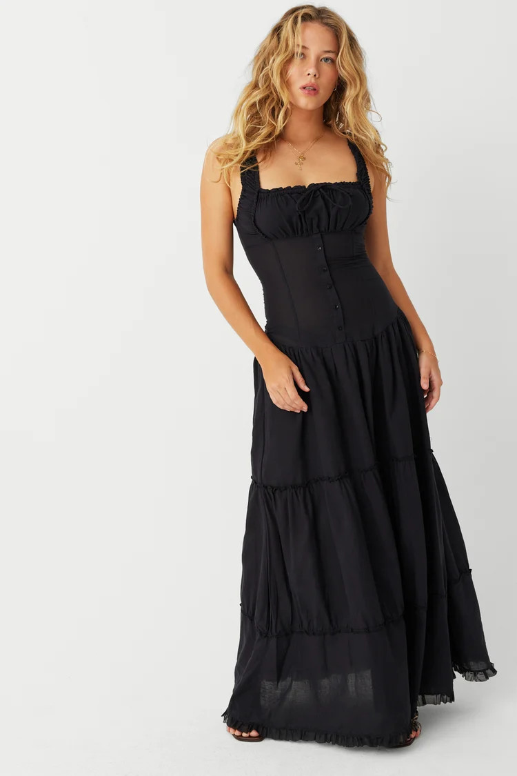 Christabelle Ruffle Maxi Dress - Black | Frankies Bikinis