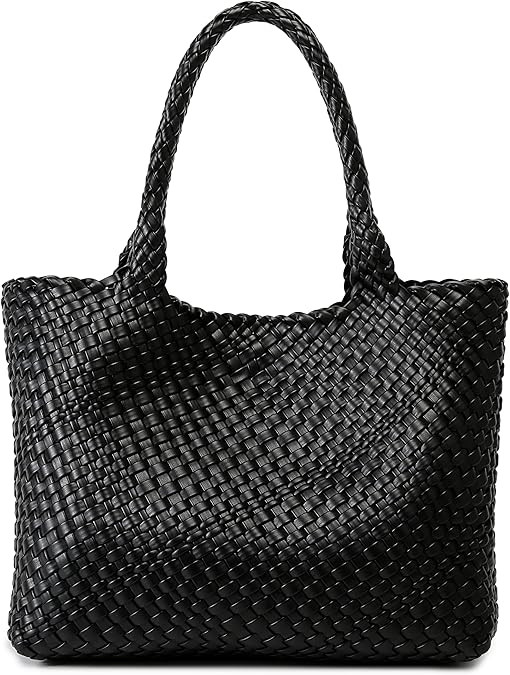 Queenoris Woven Bag for Women, Fashion Top Handle Shoulder Handbag Vegan Leather Shopper Purses L... | Amazon (US)