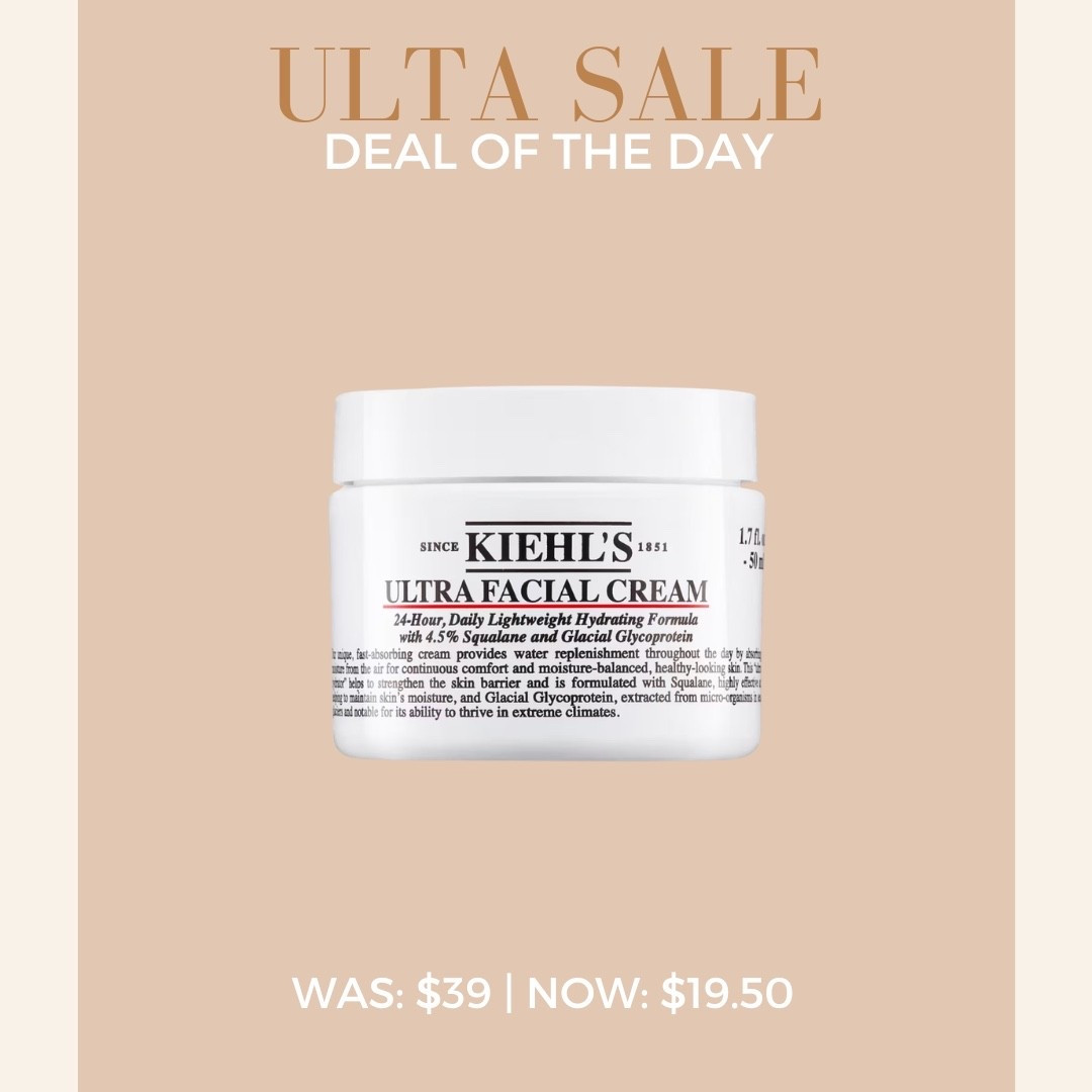 Ulta Deal of the Day ✨
Kiehl’s Ultra Facial Cream with Squalane
Was: $39 | Now: $19.50