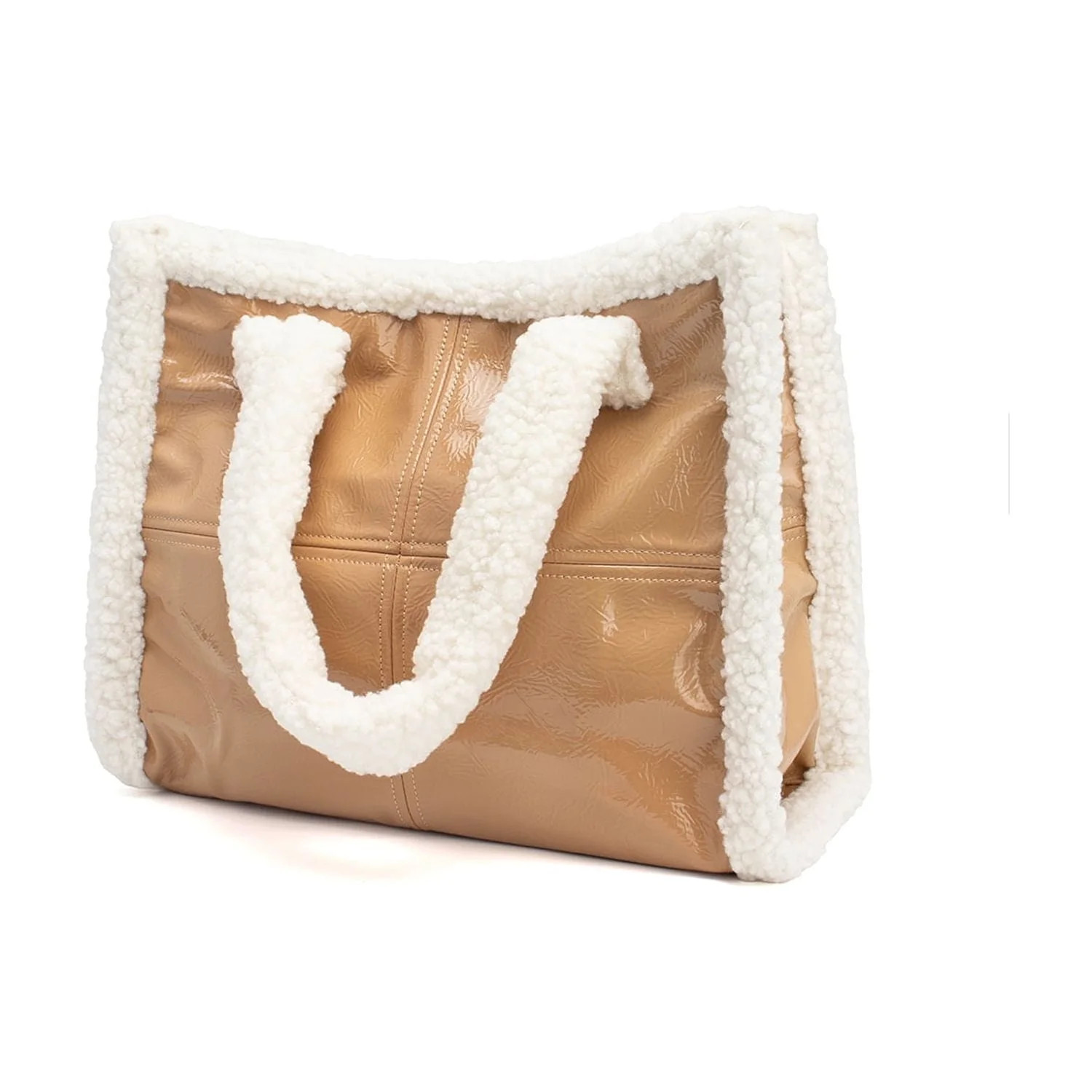 Sherpa Tote Bag for Women Large Faxu Fur Hobo Bag Shopper Purse Shearling Handbag with Top-handle... | Walmart (US)