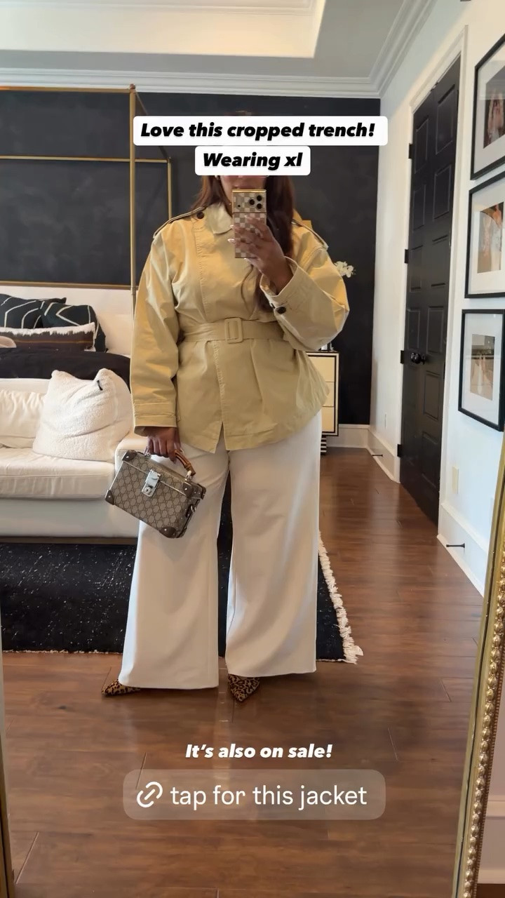 Love this cropped trench!  Wearing xl It’s also on sale!