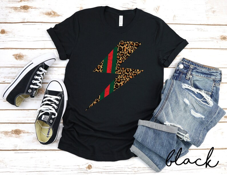 Leopard Print Lightning Bolt T Shirt Fashion Lover Gift - Etsy | Etsy (US)
