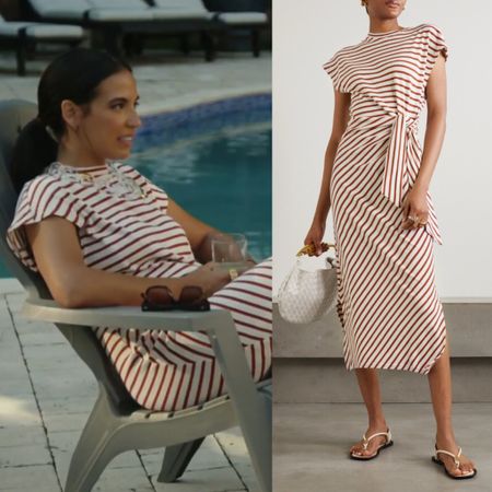 Danielle Olivera’s Red and White Striped Dress