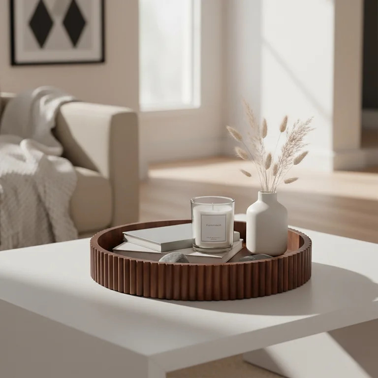 Better Homes & Gardens Ribbed Wood Decorative Tray, Walnut Finish, 16.4" | Walmart (US)