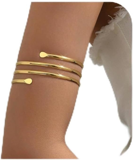 Gold & Silver Arm Cuffs - Women's Dainty Adjustable Bangle Fashion Jewelry | Amazon (US)