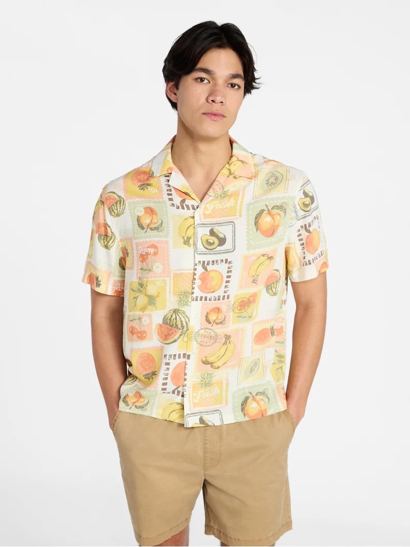 No Boundaries Rayon Shirt with Short Sleeves, Men's and Big & Tall XS-4XLT | Walmart (US)