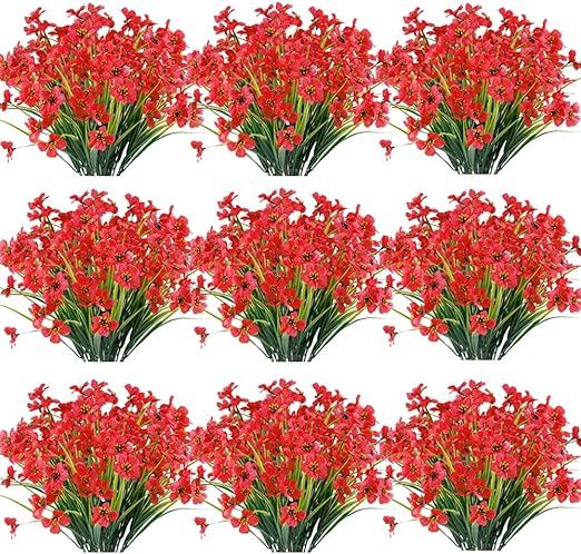 30 Bundles Artificial Flowers Outdoor UV Resistant Fake Flowers No Fade Faux Plastic Plants Garde... | Amazon (US)