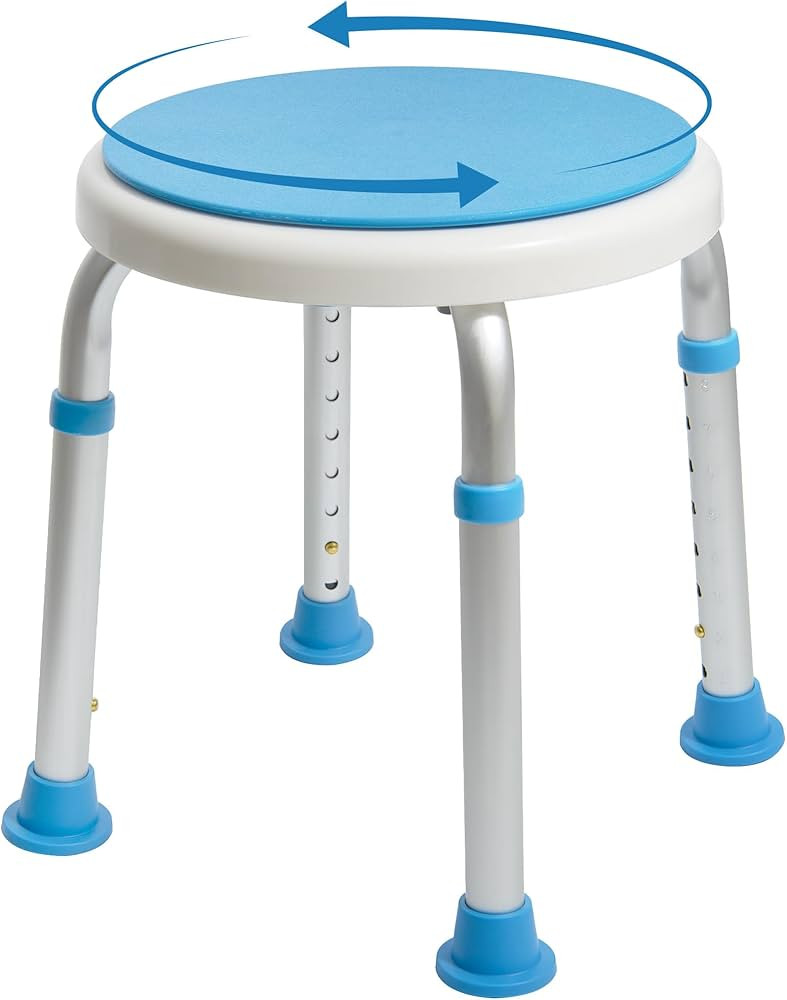 Vaunn Medical Tool-Free Assembly Adjustable Swivel Shower Stool Seat Bench with Anti-Slip Rubber ... | Amazon (US)