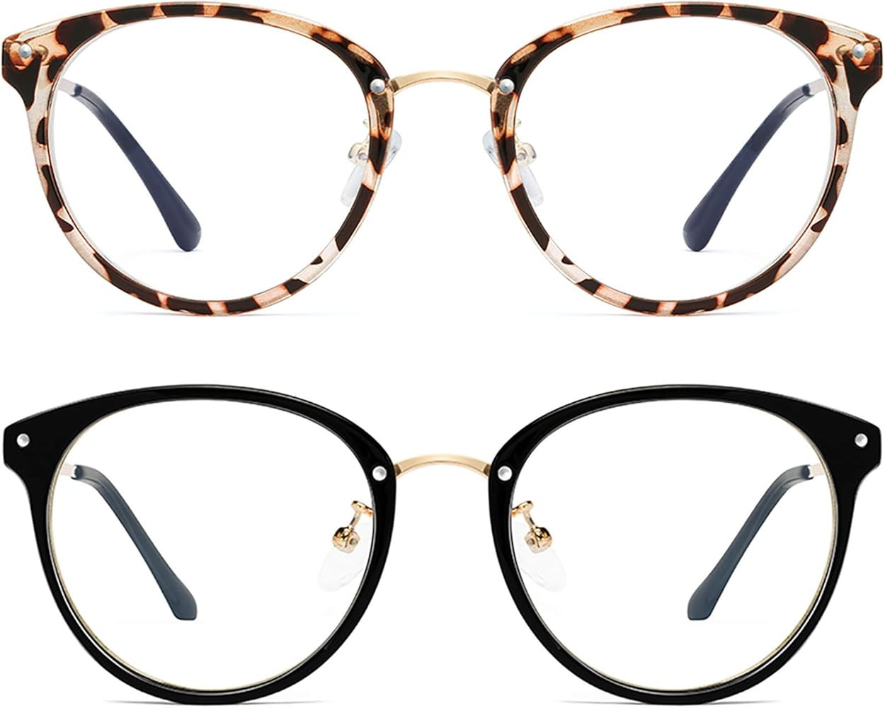 Blue Light Blocking Glasses for Women Men-FEIDU Round Computer Reading Glasses | Amazon (US)