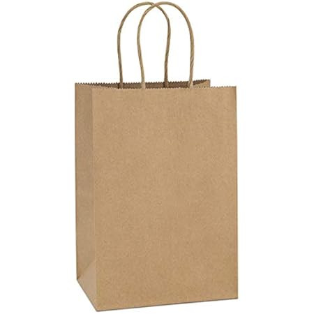 BagDream Kraft Paper Bags 100Pcs 5.25x3.75x8 Inches Small Paper Gift Bags with Handles Bulk, Paper S | Amazon (US)