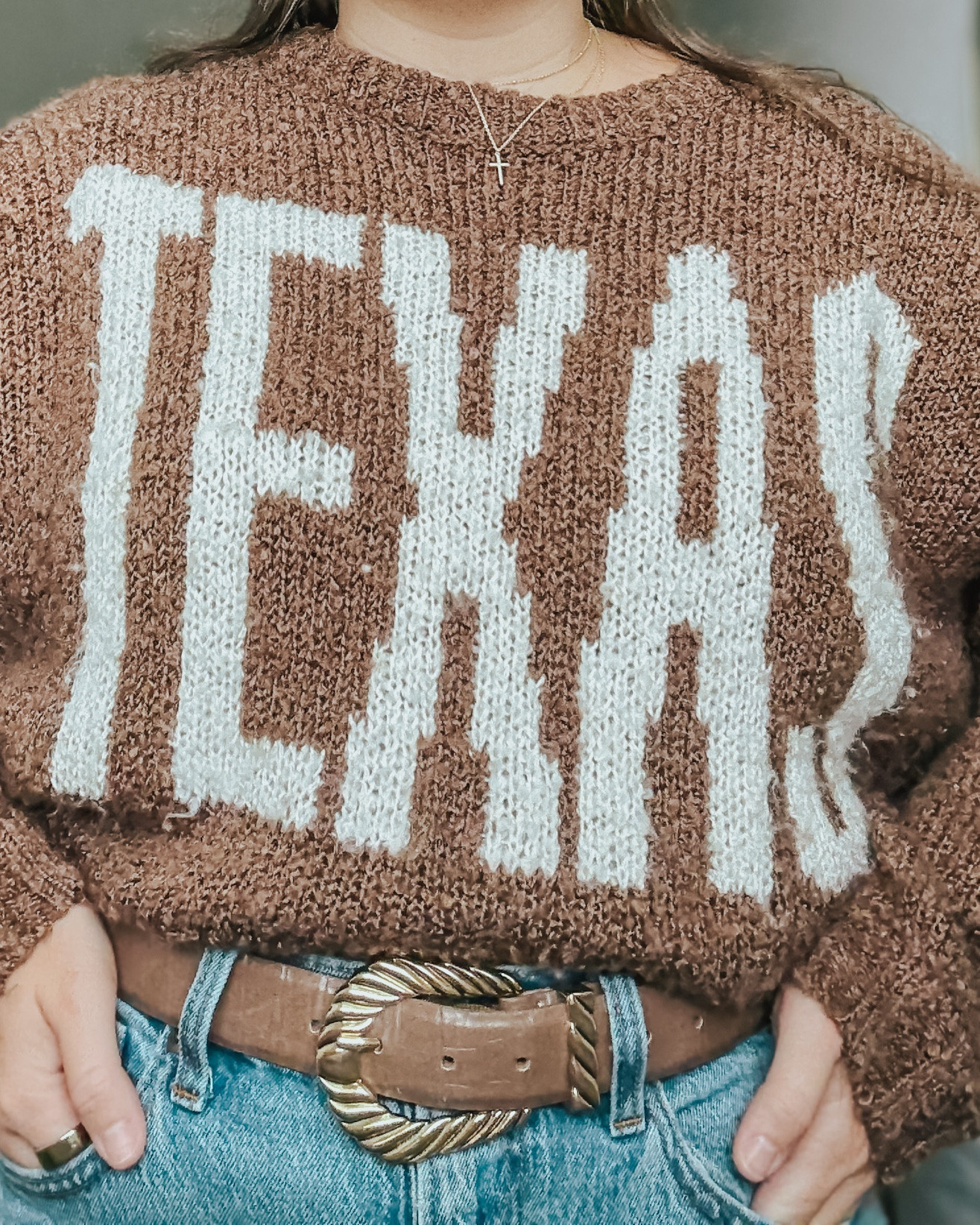 Apparently all I need is an oversized sweater, denim, and a big western belt to feel put together 🤎 Linking the whole look + similar finds

#LTKdayinmylife #LTKootd #LTKSeasonal