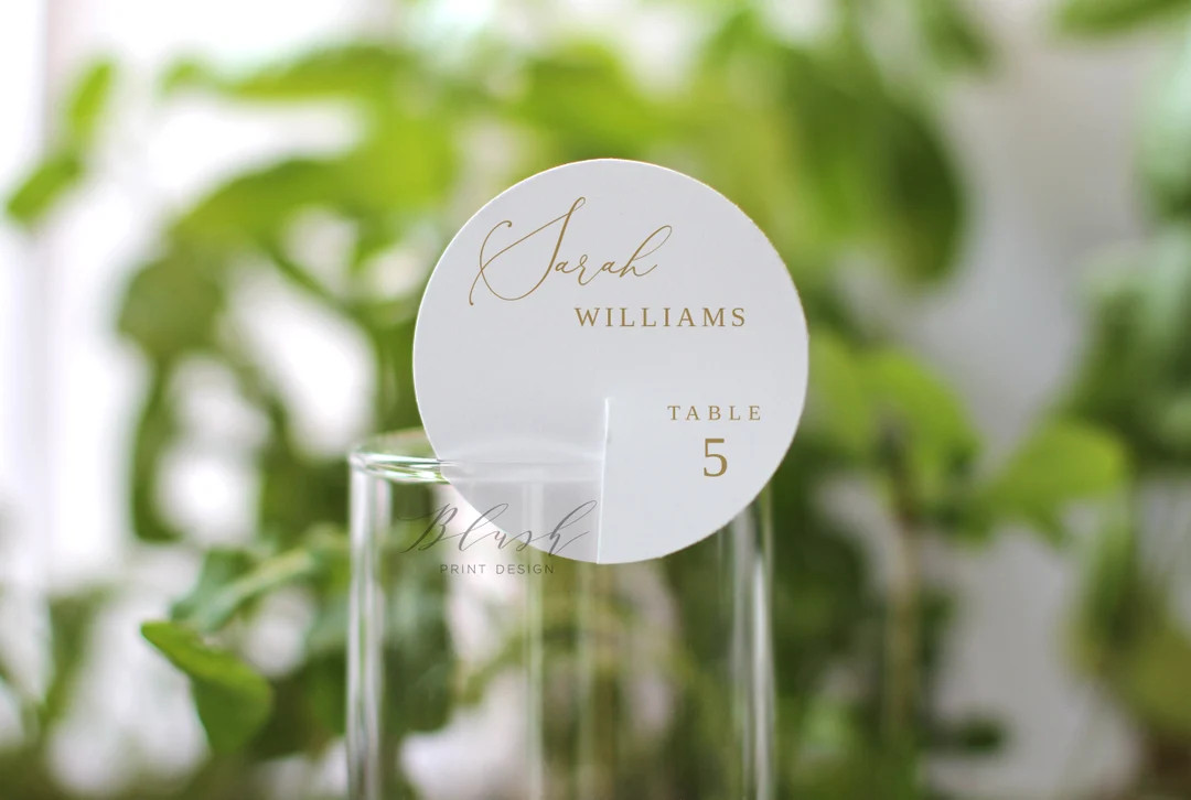 Champagne Place Card Template, Round Place Cards, Circle Seating Cards, Gold Place Card, Circle N... | Etsy (US)