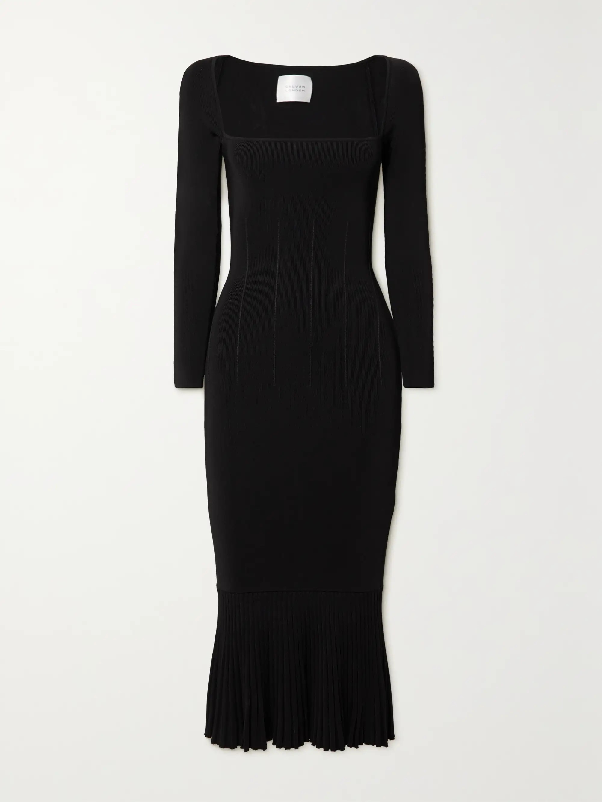 Black Atalanta ribbed-knit midi dress | GALVAN | NET-A-PORTER | NET-A-PORTER (UK & EU)