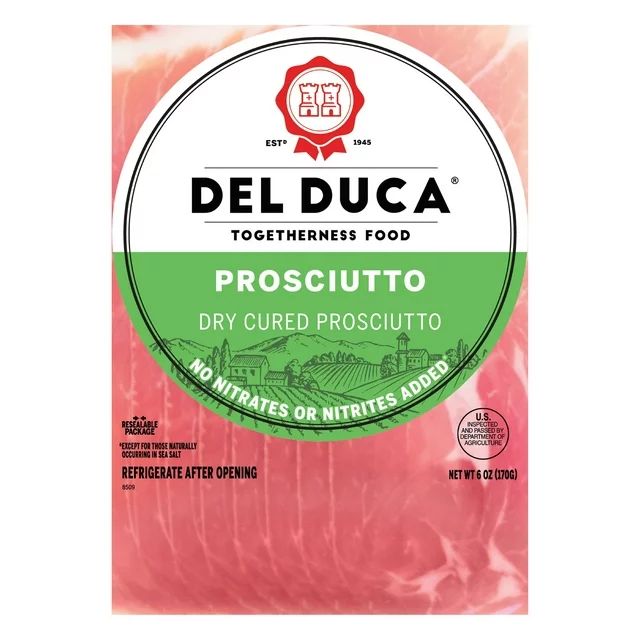 Del Duca, Dry Cured Prosciutto, Sliced Pork Deli Meat, 6 oz Plastic Tray - Walmart.com | Walmart (US)