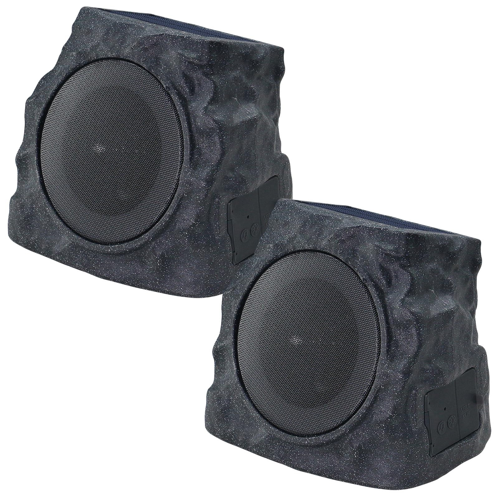 uuffoo 2-Pack Solar Powered Rock Speakers Outdoor Water-Resistant IP44 Rock Speaker with Lights R... | Amazon (US)
