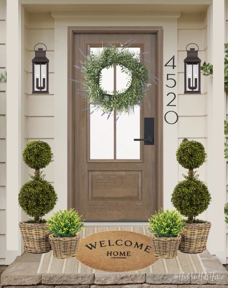 Spring front door decor, spring wreath, front porch decor ideas, doormat, spring doormat #spring #frontdoor

#LTKhome #LTKunder100