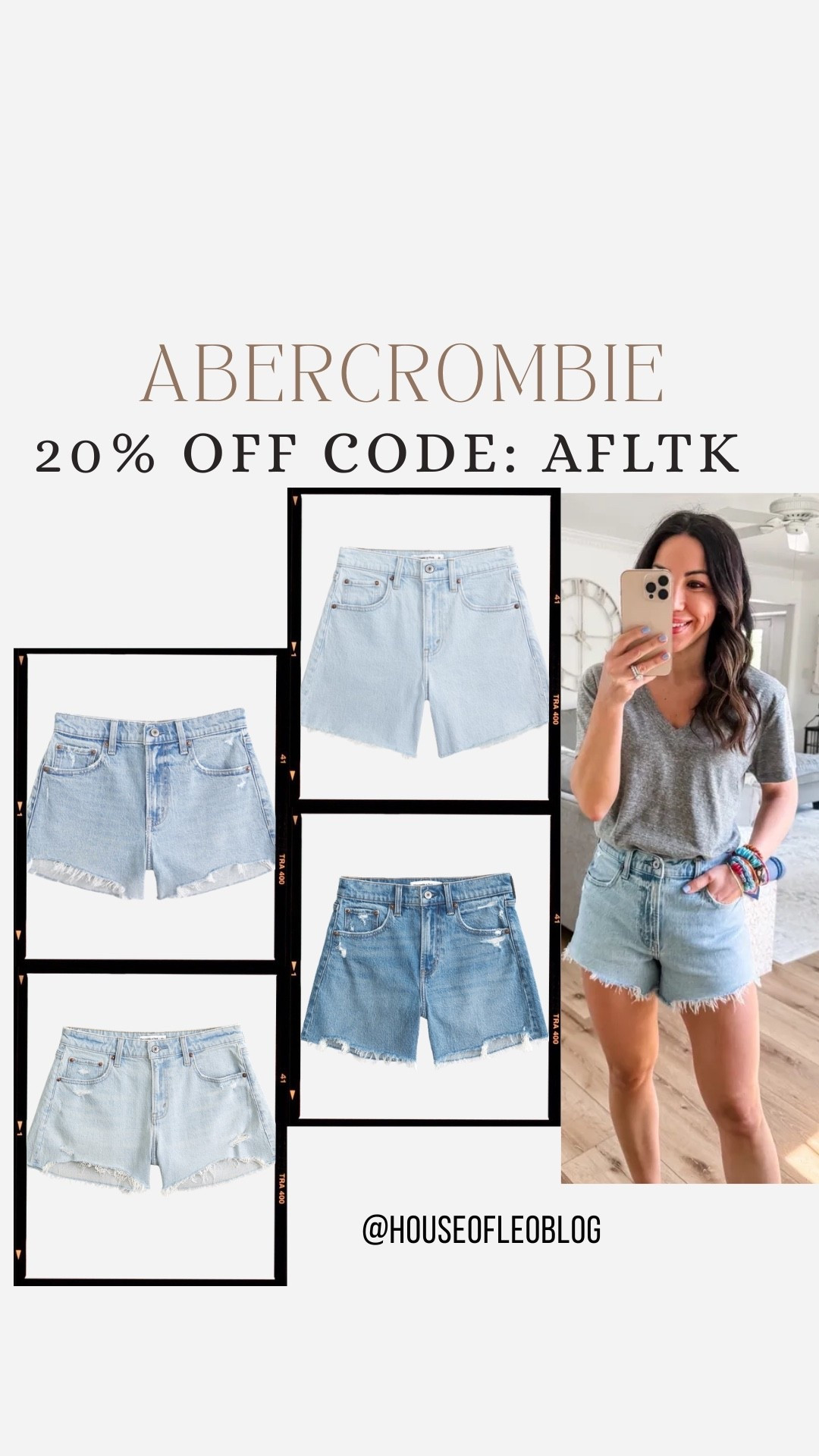 Code AFLTK. I sized up and I’m wearing 26 denim shorts. Denim shorts. Abercrombie shorts.

#LTKSaleAlert #LTKOver40 #LTKxAbercrombie