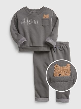 Baby Cozy Sherpa Lined 2-Piece Outfit Set | Gap (US)