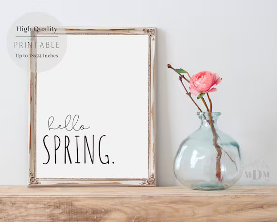 Spring Printable Wall Art, Hello Spring,Farmhouse Spring Print,Spring Home Decor,Spring Digital D... | Etsy (US)