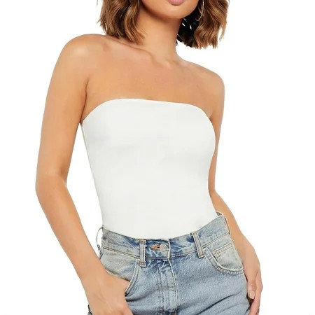 Casual Solid Strapless Tube Top Sleeveless White Women Tops (Women s) | Walmart (US)