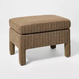 Bellfield Fully Upholstered Ottoman Brown Woven Stripe - Threshold\u2122 designed with Studio McG... | Target